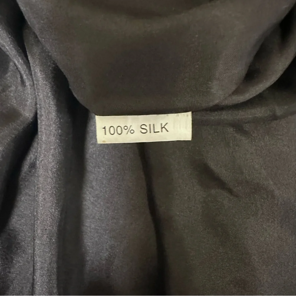 Sue Wong Vintage Black Silk Maxi Dress with Floral Embroidery & Fringe - Picture 15 of 16
